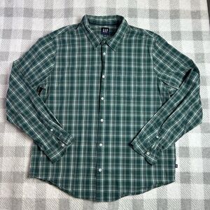 Gap Men's Green/White Plaid Button Down Casual Dress Shirt Size 2XL